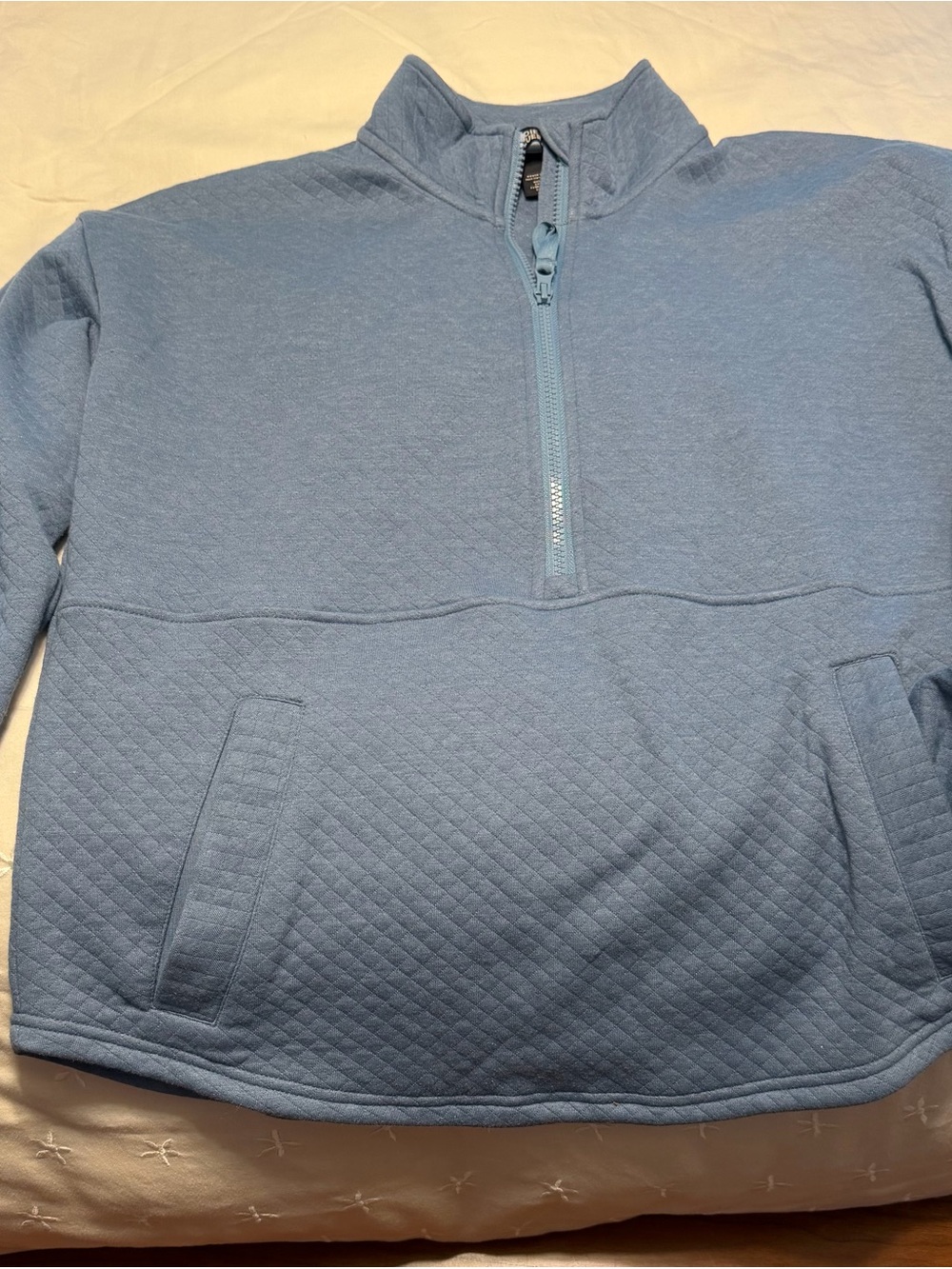 Eddie Bauer dusty blue Quilted Half-Zip Pullover